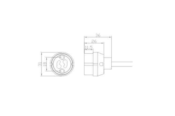 Portalampada GU10 - protezione antistrappo e cavo di 15 cm - Comilux